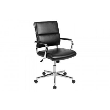 BLNK Hansel LeatherSoft Mid-Back Contemporary Panel Executive Swivel Office Chair - Black