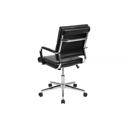 BLNK Hansel LeatherSoft Mid-Back Contemporary Panel Executive Swivel Office Chair - Black