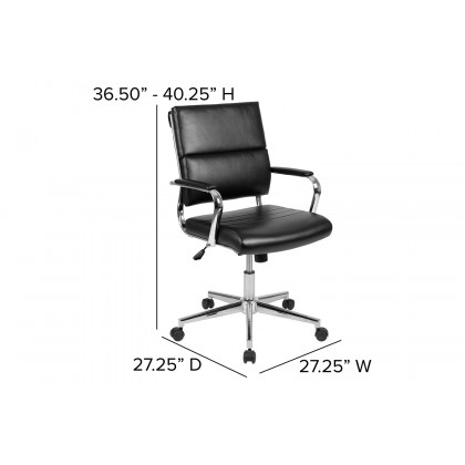 BLNK Hansel LeatherSoft Mid-Back Contemporary Panel Executive Swivel Office Chair - Black