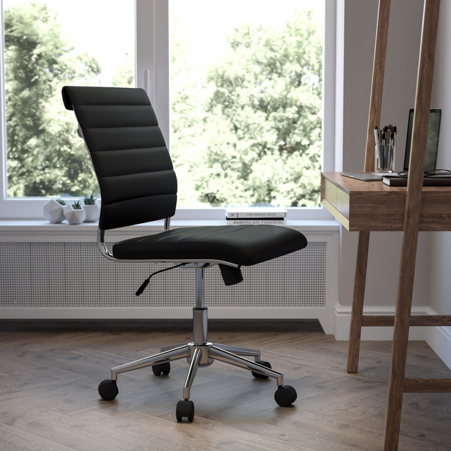 BLNK - Hansel LeatherSoft Mid-Back Armless Contemporary Ribbed Executive Swivel Office Chair