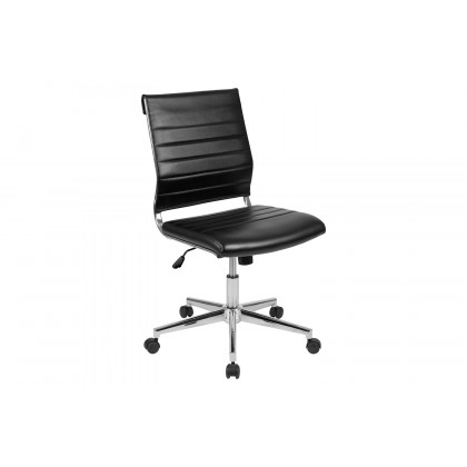 BLNK - Hansel LeatherSoft Mid-Back Armless Contemporary Ribbed Executive Swivel Office Chair