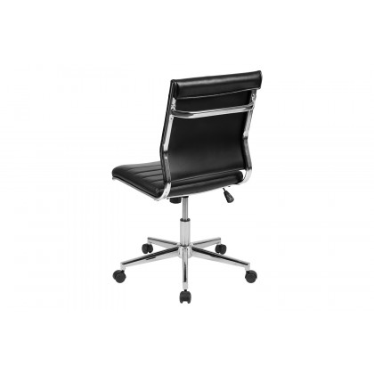 BLNK Hansel LeatherSoft Mid-Back Armless Contemporary Ribbed Executive Swivel Office Chair - Black