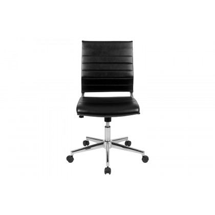 BLNK Hansel LeatherSoft Mid-Back Armless Contemporary Ribbed Executive Swivel Office Chair - Black
