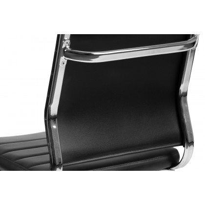 BLNK Hansel LeatherSoft Mid-Back Armless Contemporary Ribbed Executive Swivel Office Chair - Black