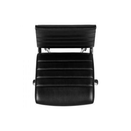 BLNK Hansel LeatherSoft Mid-Back Armless Contemporary Ribbed Executive Swivel Office Chair - Black