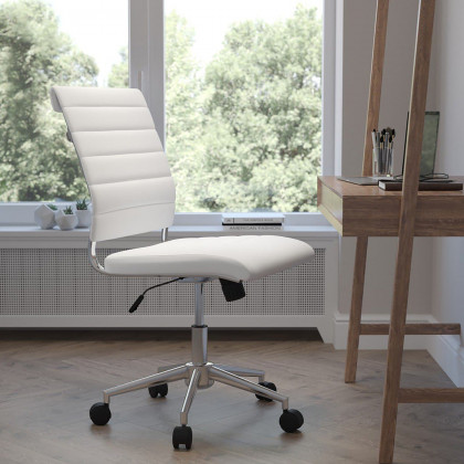 BLNK - Hansel LeatherSoft Mid-Back Armless Contemporary Ribbed Executive Swivel Office Chair