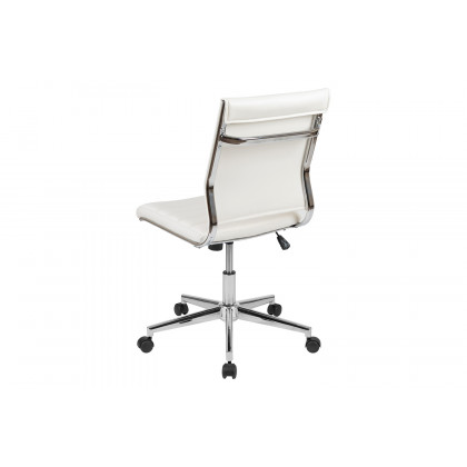 BLNK Hansel LeatherSoft Mid-Back Armless Contemporary Ribbed Executive Swivel Office Chair - White