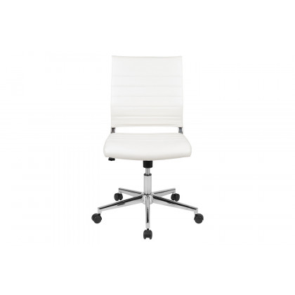 BLNK Hansel LeatherSoft Mid-Back Armless Contemporary Ribbed Executive Swivel Office Chair - White