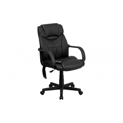 BLNK Laverne LeatherSoft Mid-Back Ergonomic Massaging Executive Swivel Office Chair - with Arms