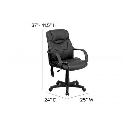 BLNK Laverne LeatherSoft Mid-Back Ergonomic Massaging Executive Swivel Office Chair - with Arms