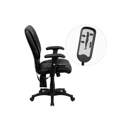 BLNK Laverne LeatherSoft Mid-Back Ergonomic Massaging Executive Swivel Office Chair - with Adjustable Arms
