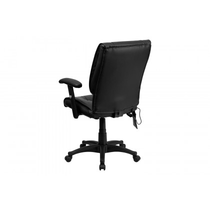 BLNK Laverne LeatherSoft Mid-Back Ergonomic Massaging Executive Swivel Office Chair - with Adjustable Arms