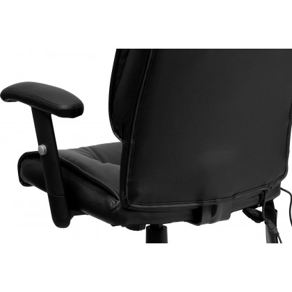BLNK Laverne LeatherSoft Mid-Back Ergonomic Massaging Executive Swivel Office Chair - with Adjustable Arms