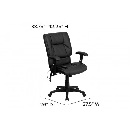BLNK Laverne LeatherSoft Mid-Back Ergonomic Massaging Executive Swivel Office Chair - with Adjustable Arms