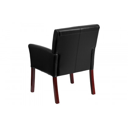 BLNK Taylor LeatherSoft Executive Side Reception Chair with Mahogany Legs - Black