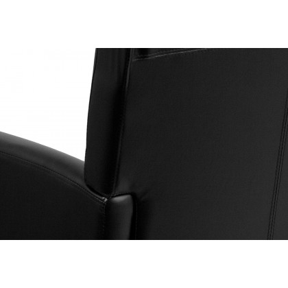 BLNK Taylor LeatherSoft Executive Side Reception Chair with Mahogany Legs - Black