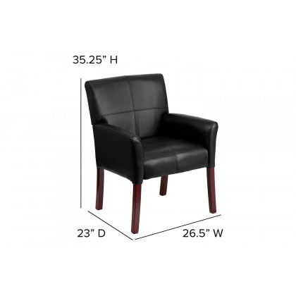 BLNK Taylor LeatherSoft Executive Side Reception Chair with Mahogany Legs - Black