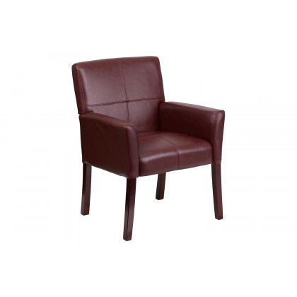 BLNK Taylor LeatherSoft Executive Side Reception Chair with Mahogany Legs - Burgundy