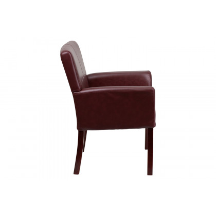 BLNK Taylor LeatherSoft Executive Side Reception Chair with Mahogany Legs - Burgundy