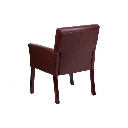BLNK Taylor LeatherSoft Executive Side Reception Chair with Mahogany Legs - Burgundy