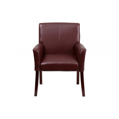 BLNK Taylor LeatherSoft Executive Side Reception Chair with Mahogany Legs - Burgundy