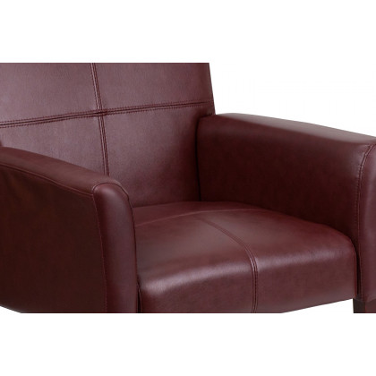 BLNK Taylor LeatherSoft Executive Side Reception Chair with Mahogany Legs - Burgundy