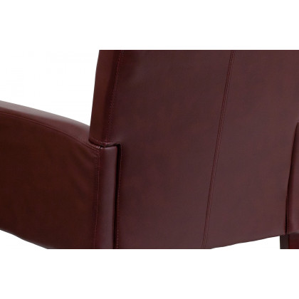 BLNK Taylor LeatherSoft Executive Side Reception Chair with Mahogany Legs - Burgundy