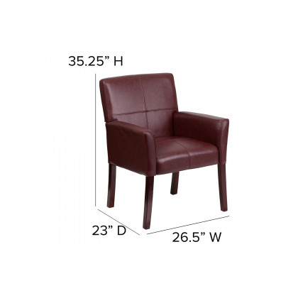 BLNK Taylor LeatherSoft Executive Side Reception Chair with Mahogany Legs - Burgundy