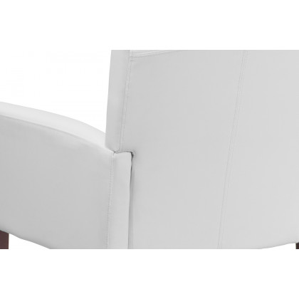 BLNK Taylor LeatherSoft Executive Side Reception Chair with Mahogany Legs - White