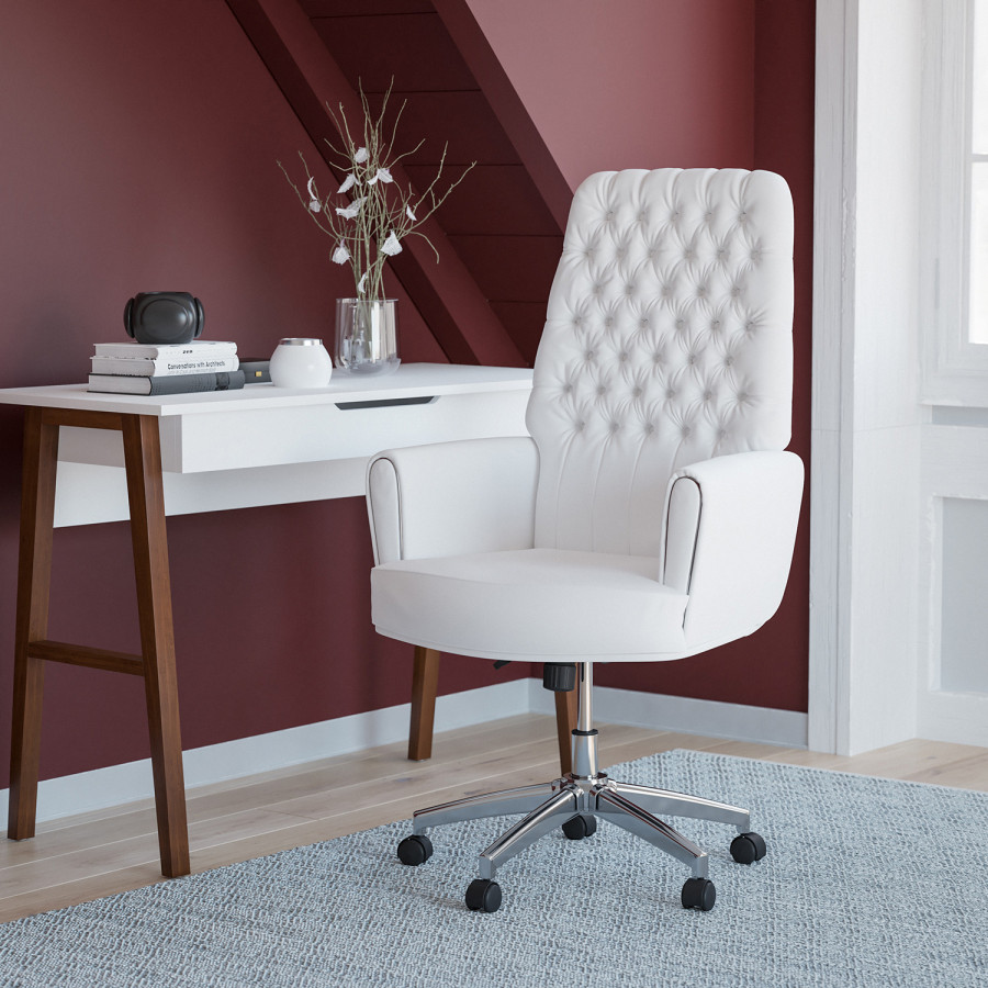 BLNK - Rochelle LeatherSoft High-Back Traditional Tufted Executive Swivel Office Chair with Arms