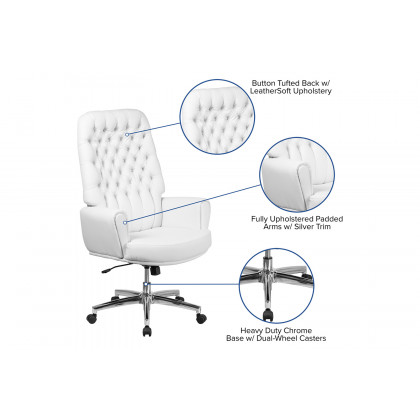 BLNK - Rochelle LeatherSoft High-Back Traditional Tufted Executive Swivel Office Chair with Arms