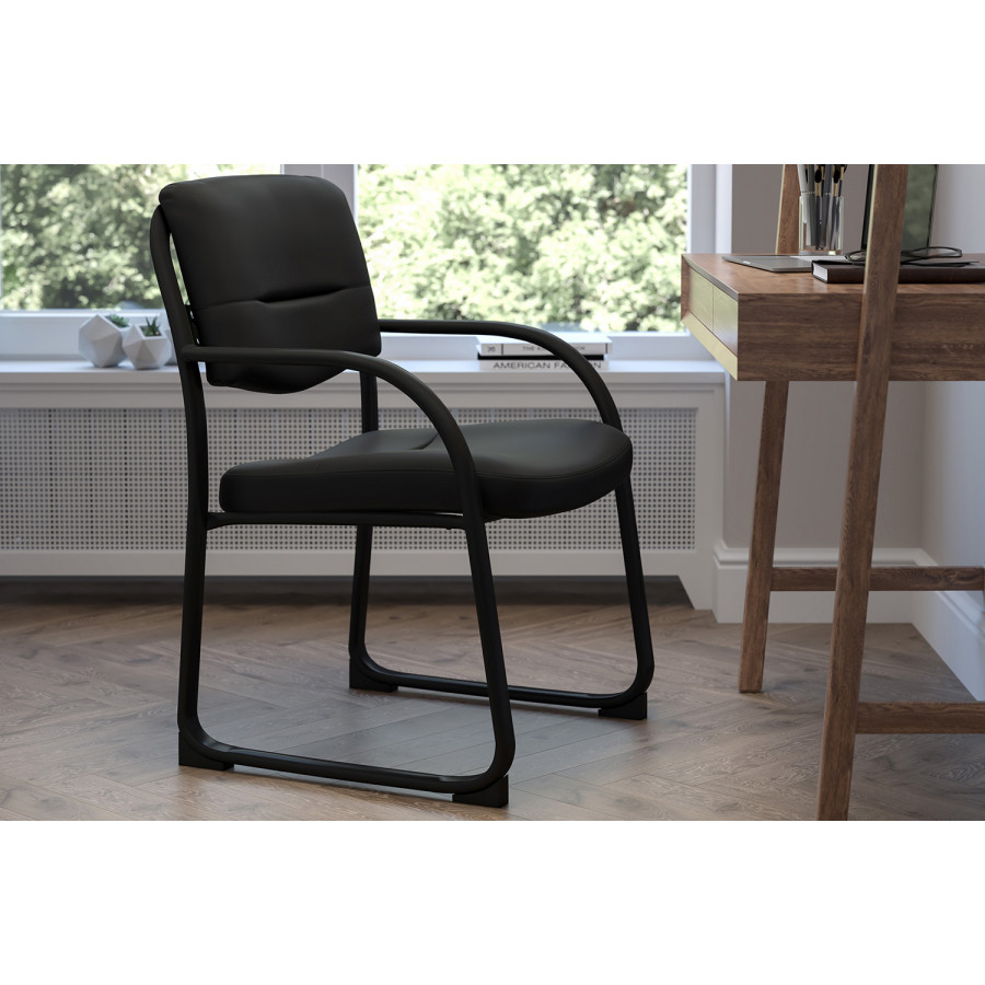 BLNK Richie Fabric Executive Side Reception Chair with Sled Base - Black