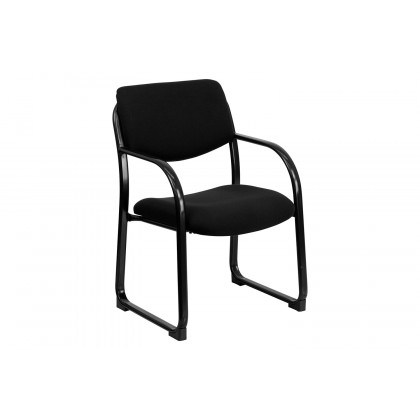 BLNK Richie Fabric Executive Side Reception Chair with Sled Base - Black