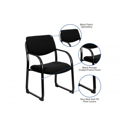 BLNK Richie Fabric Executive Side Reception Chair with Sled Base - Black