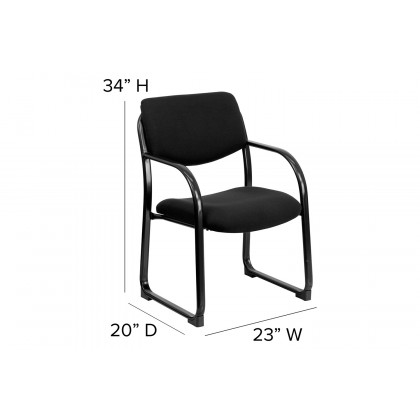 BLNK Richie Fabric Executive Side Reception Chair with Sled Base - Black