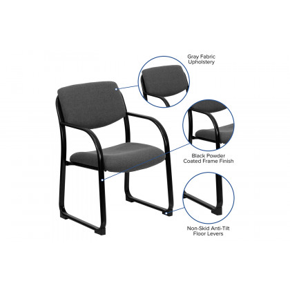 BLNK Richie Fabric Executive Side Reception Chair with Sled Base - Gray