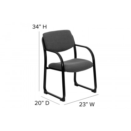 BLNK Richie Fabric Executive Side Reception Chair with Sled Base - Gray