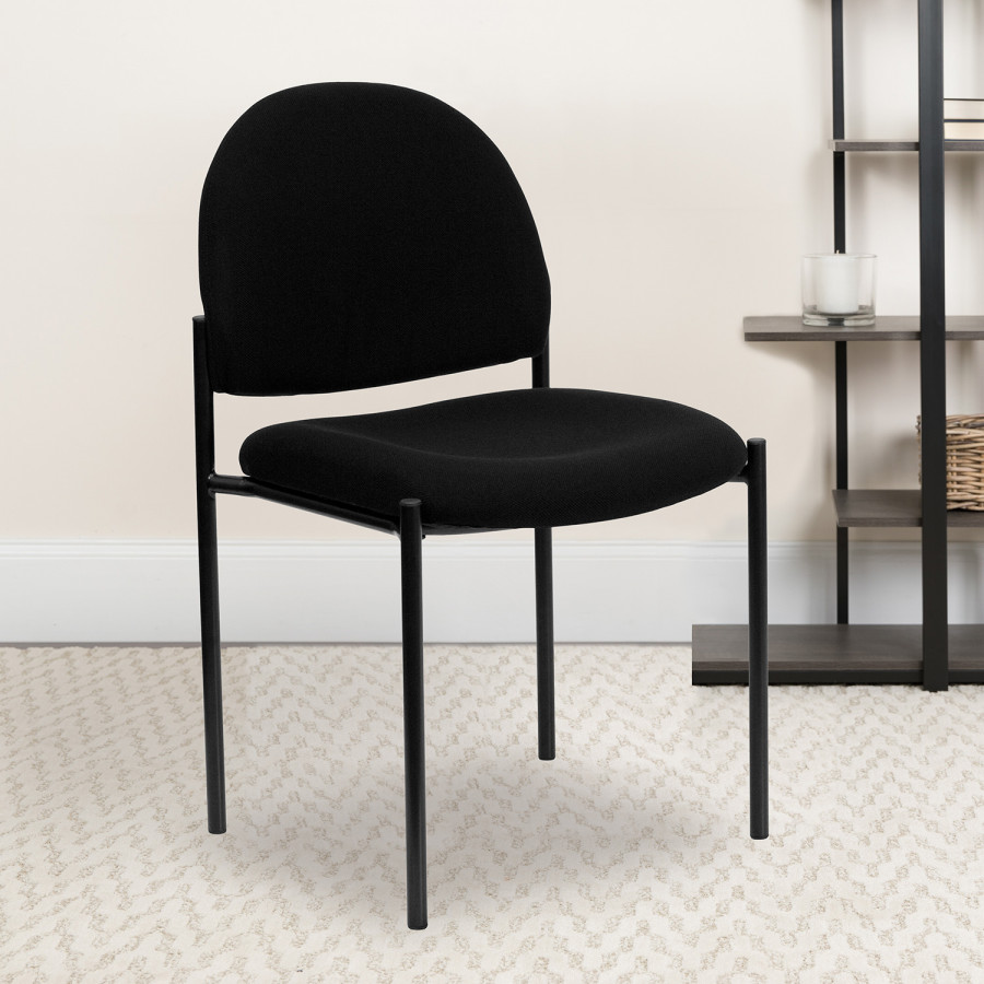 BLNK Tania Comfort Fabric Stackable Steel Side Reception Chair - Black