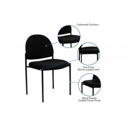 BLNK Tania Comfort Fabric Stackable Steel Side Reception Chair - Black