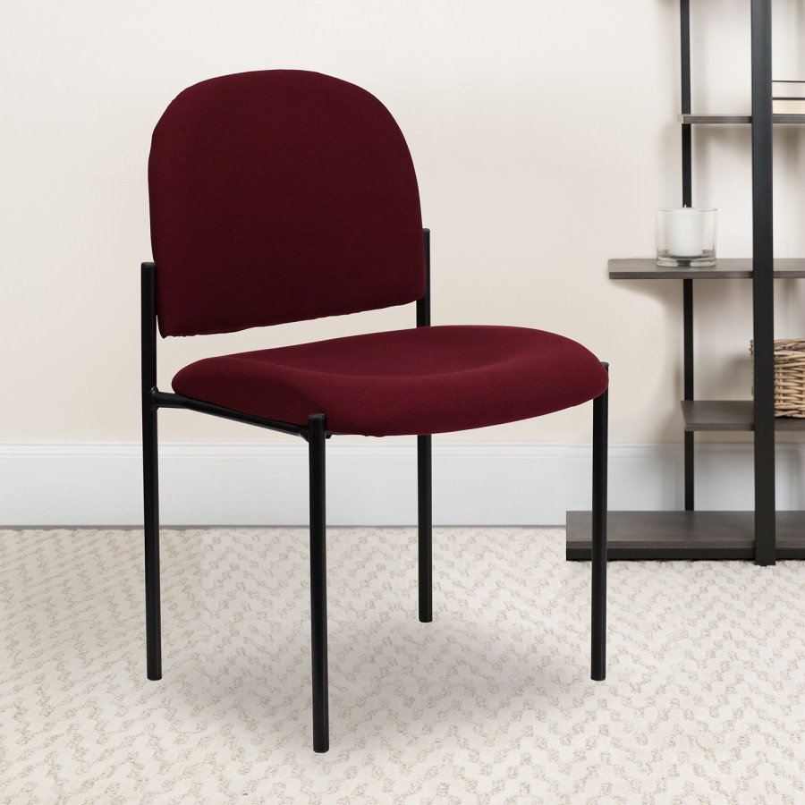 BLNK Tania Comfort Fabric Stackable Steel Side Reception Chair - Burgundy