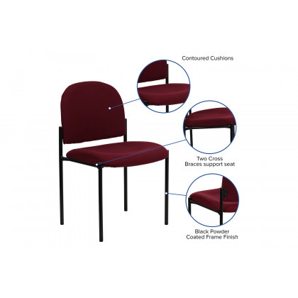 BLNK Tania Comfort Fabric Stackable Steel Side Reception Chair - Burgundy