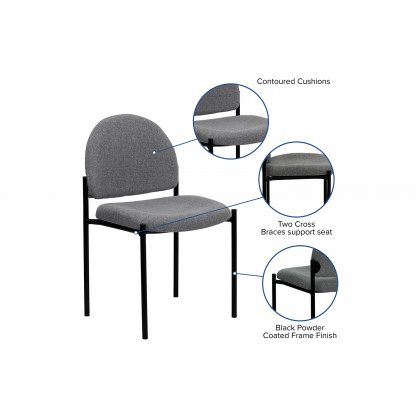 BLNK Tania Comfort Fabric Stackable Steel Side Reception Chair - Gray