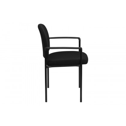 BLNK Tiffany Comfort Fabric Stackable Steel Side Reception Chair with Arms - Black
