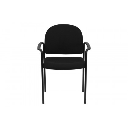 BLNK Tiffany Comfort Fabric Stackable Steel Side Reception Chair with Arms - Black