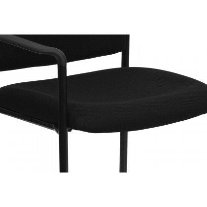 BLNK Tiffany Comfort Fabric Stackable Steel Side Reception Chair with Arms - Black