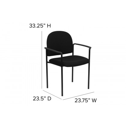 BLNK Tiffany Comfort Fabric Stackable Steel Side Reception Chair with Arms - Black