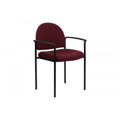 BLNK Tiffany Comfort Fabric Stackable Steel Side Reception Chair with Arms - Burgundy