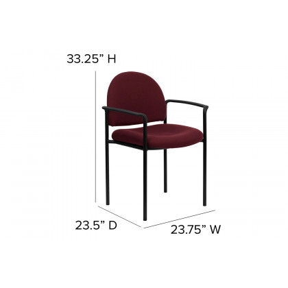 BLNK Tiffany Comfort Fabric Stackable Steel Side Reception Chair with Arms - Burgundy