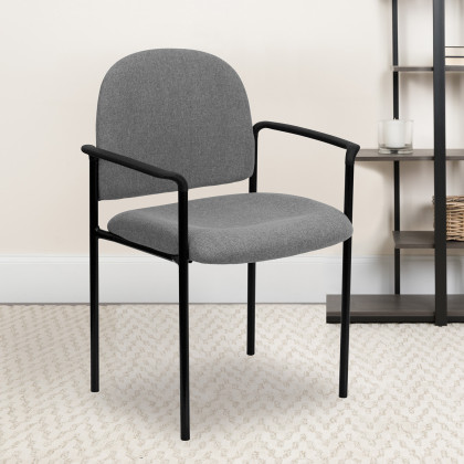 BLNK - Tiffany Comfort Fabric Stackable Steel Side Reception Chair with Arms
