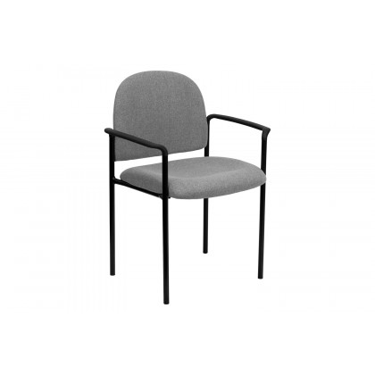 BLNK Tiffany Comfort Fabric Stackable Steel Side Reception Chair with Arms - Gray